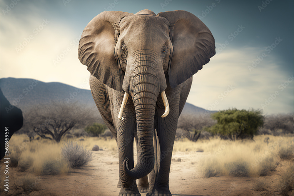 Fototapeta premium a big elephant in its natural habitat