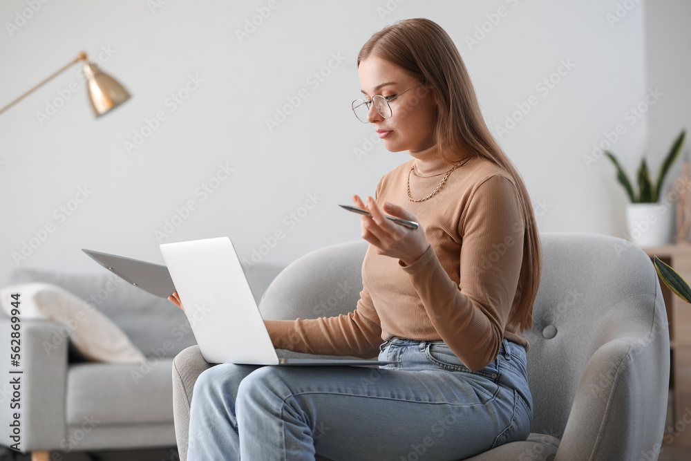 Female psychologist video chatting with patient on laptop at home Female psychologist video chatting with patient on laptop at home