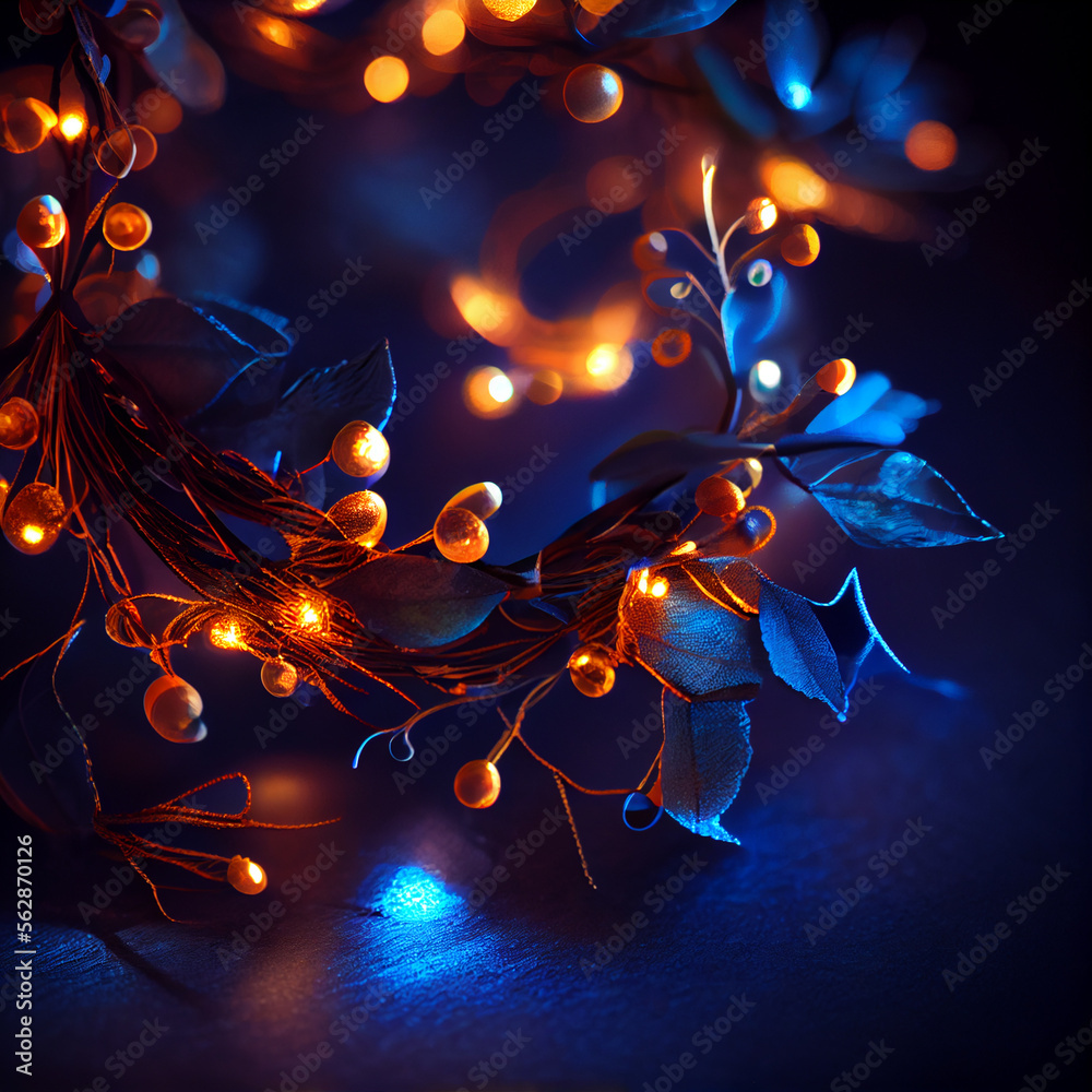 holiday illumination and decorative lights difused colors background.