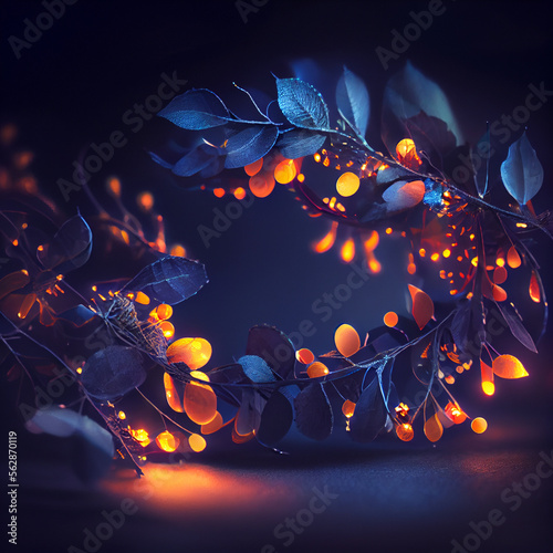 holiday illumination and decorative lights difused colors background. photo