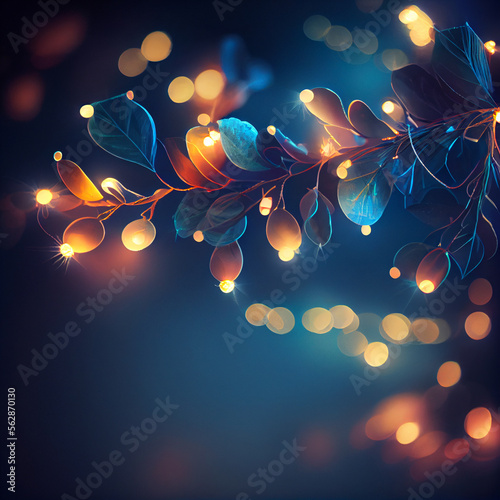 holiday illumination and decorative lights difused colors background.