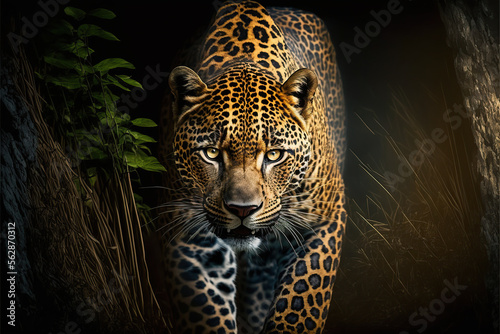 a beautiful jaguar in its natural habitat photo