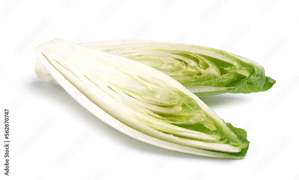Halves of fresh endive isolated on white background Halves of fresh endive isolated on white background