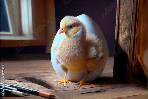 cute little chick coming ou...