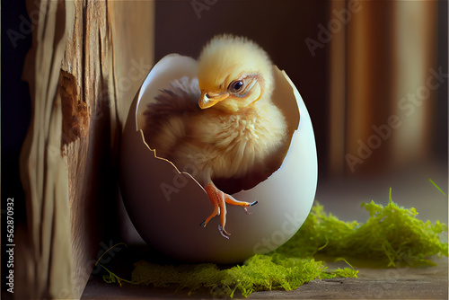 cute little chick coming ou...