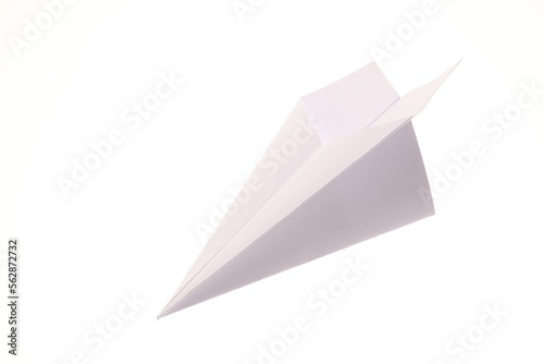 One handmade paper plane isolated on white