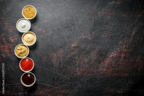 Canvas Print Different types of sauces.