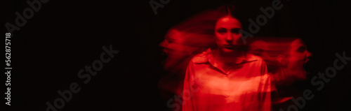 Photos blurry portrait of a psychopathic girl with mental paranoid disorders