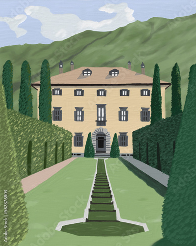 A beautiful garden and villa in rural area