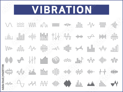 Simple Set of sound wave Related Vector Line Icons.
Vector collection of vibration, signal, analog, sound, audio, graph, equalizer, music and design elements symbols or logo element.
