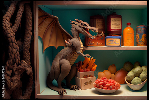 a dragon is hungry and eats food photo