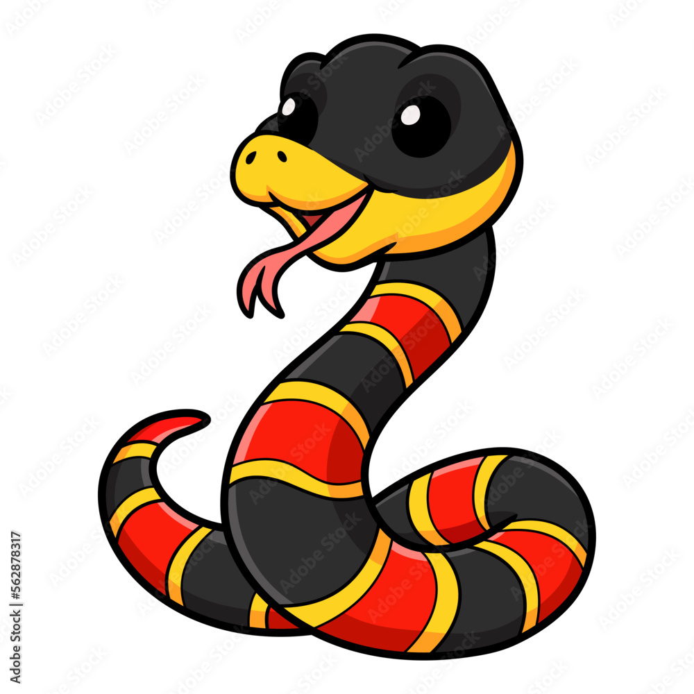 Fototapeta premium Cute happy coral snake cartoon