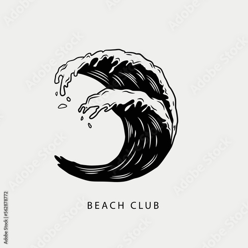 Vector illustration surfing theme badge design. For t-shirt prints, posters, stickers and other uses.