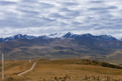 A winding mountain road to the Djily Su tract with beautiful views of the Elbrus peaks.