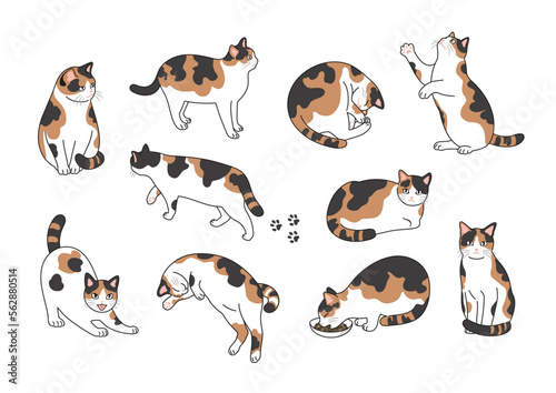 猫の線画イラストセット