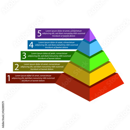 Color pyramid. Business strategy structure. Business graph template. Vector illustration.