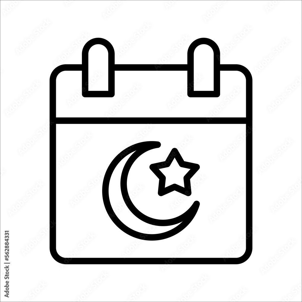 Thin line icon Symbol of Ramadan Calendar Icons, Vector Illustrator on white background. Thin line icon Symbol of Ramadan Calendar Icons, Vector Illustrator on white background.