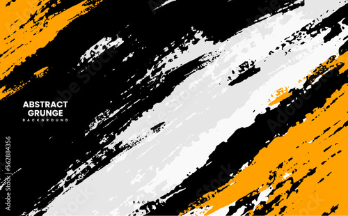Valokuva Orange and black brush strokes grunge texture background