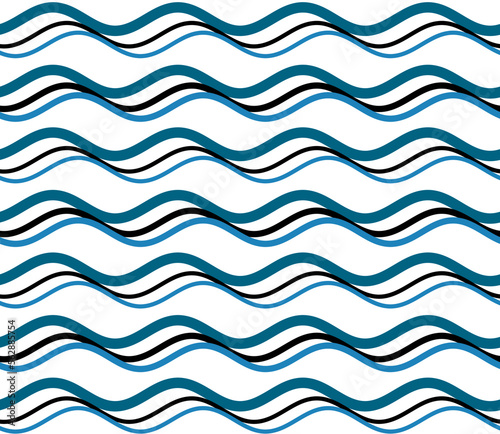 Blue and black Wave pattern abstract background. Stripes wave pattern blue and white for design.