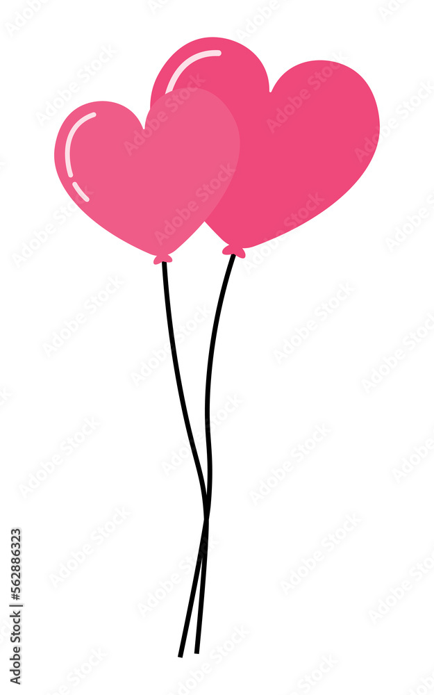 Heart Shape Balloons in Flat Vector Illustration for Decoration