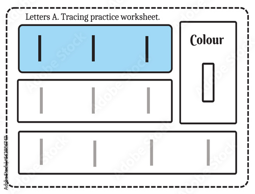 Alphabet letters tracing worksheet with alphabet letter I. Basic writing practice for kindergarten kids worksheet ready to print vector illustration