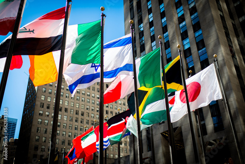 World flags waving in the wind