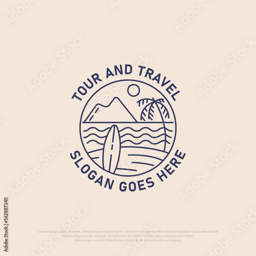 line art Tour and travel logo vector, best for travel agency, holiday, business company icon logo designs