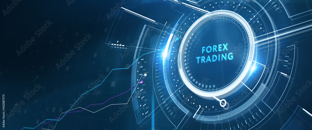 Fototapeta premium FOREX TRADING, new business concept. Business, Technology, Internet and network concept. 3d illustration