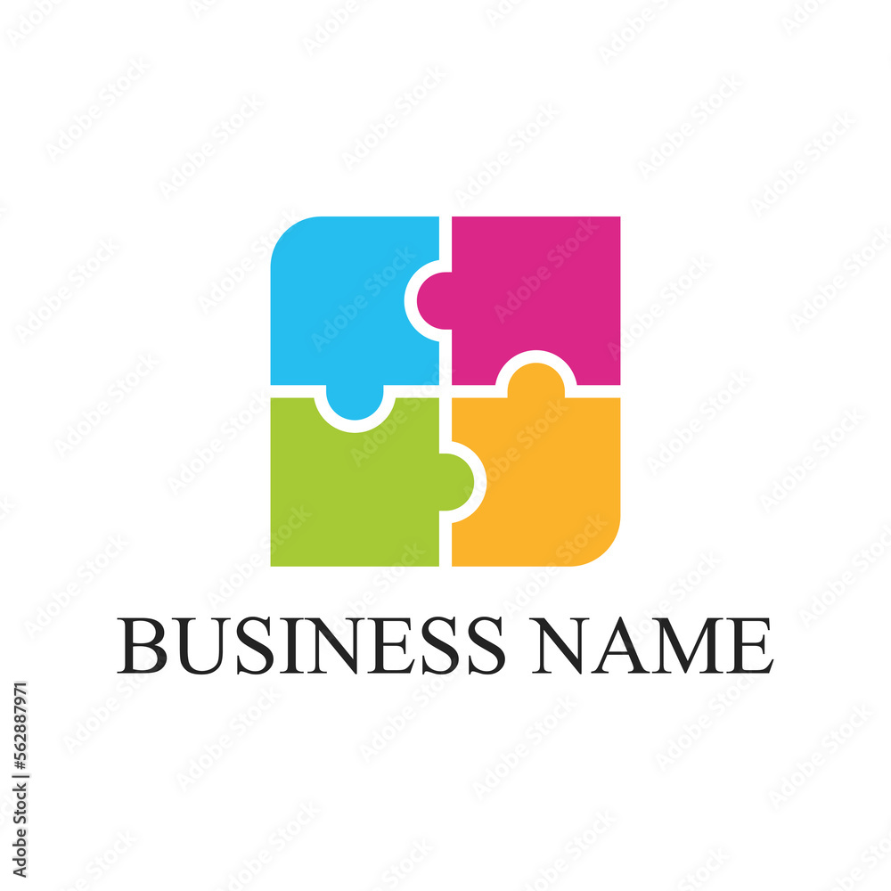 puzzle logo design vector template