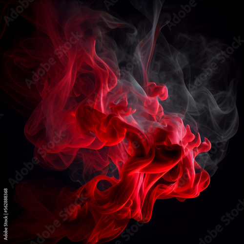Red Fire and Smoke on Black Background Generative