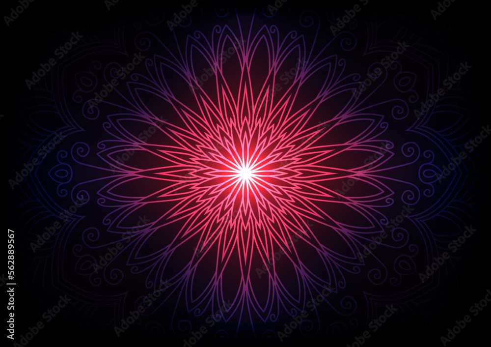 Modern style mandala flower pink triangle geometric background