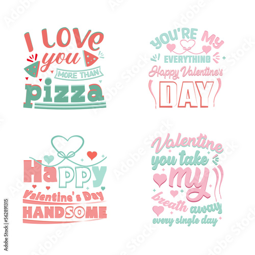 Valentine Day typography design set
