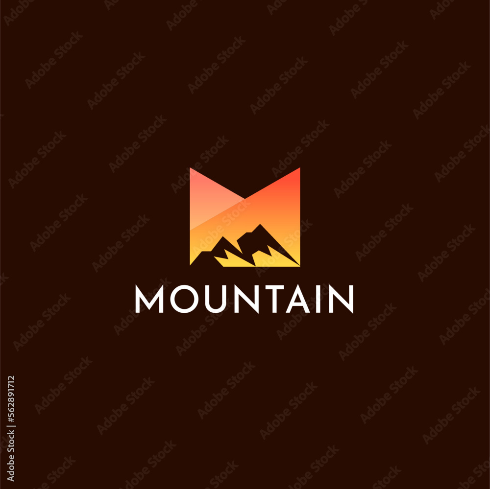 Obraz premium Mountain Logo Design Template Inspiration, M Letter