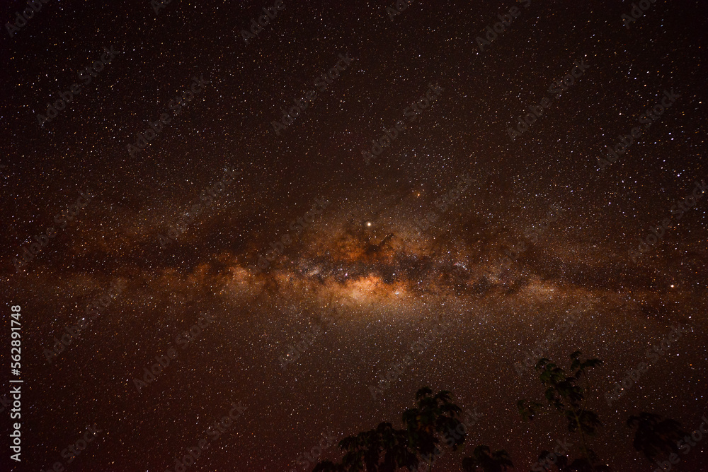 The Milky Way above the Guaporé-Itenez river and the small, remote Amazonian village of Cafetal, Beni Department, Bolivia, on the border with Rondonia state, Brazil