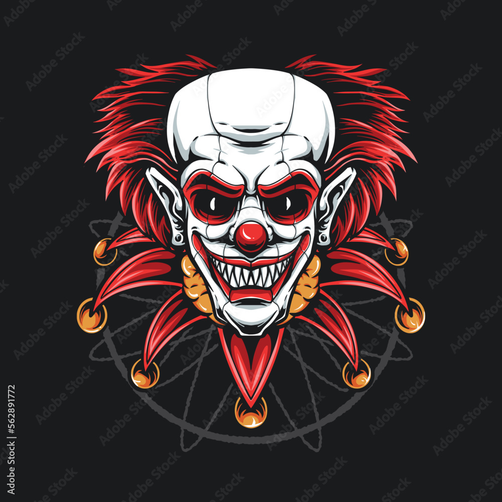 red hair clown vector logo