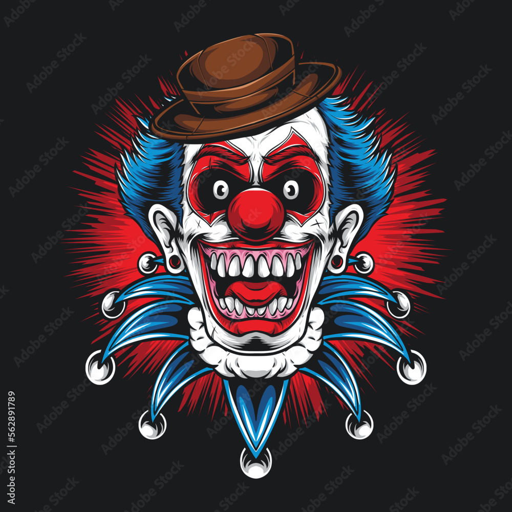 creepy clown illustration for clothing design Stock Vector | Adobe Stock
