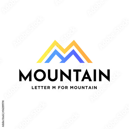 Mountain Logo Design Template Inspiration, M Letter