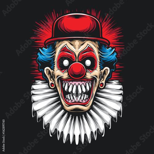 scary clown illustration for clothing design