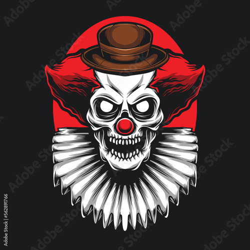 red skull clown for clothing artwork