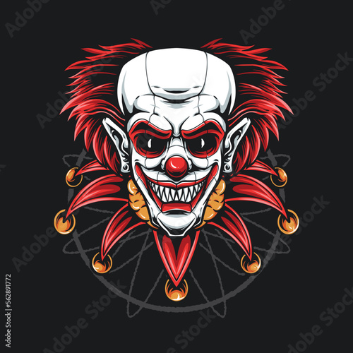 red hair clown vector logo