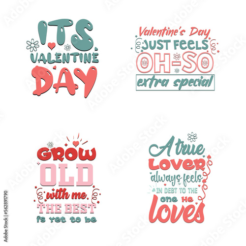 Valentine daytypographyt shirt design set