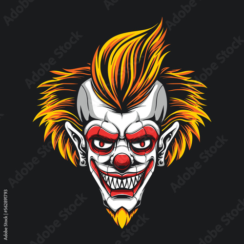creepy clown head vector logo