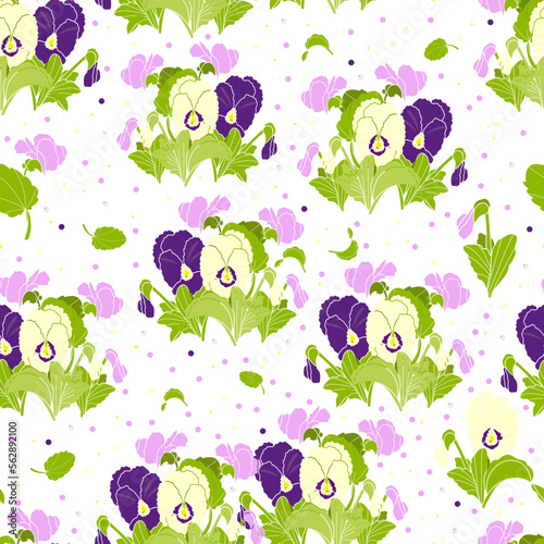 Violets in the garden on a isolated background. Vector illustration