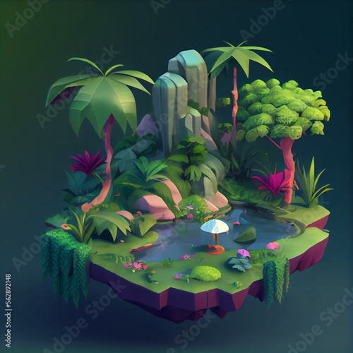 tropical island with palm trees, micro world, miniworld, microworld photo