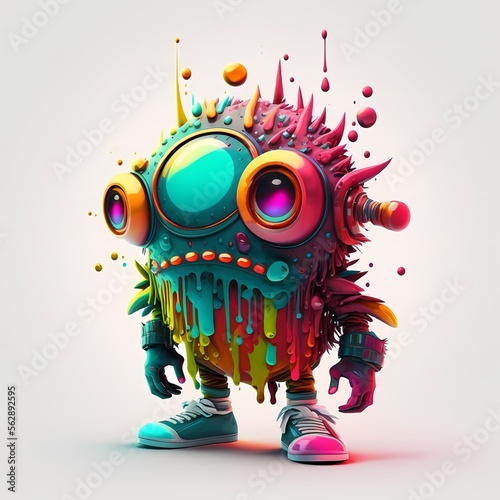 3d Monster character Illustrationcyberpunk and Steampunk style design