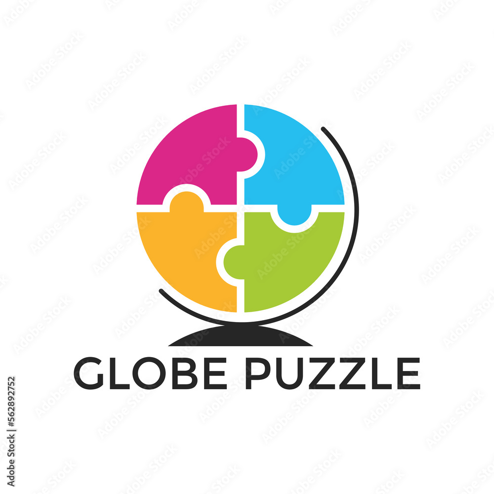 Globe puzzle logo design vector template Globe puzzle logo design vector template