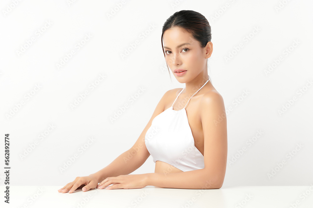 Beautiful young asian woman with clean fresh skin on white background, Face care, Facial treatment, Cosmetology, beauty and spa, Asian women portrait. Beautiful young asian woman with clean fresh skin on white background, Face care, Facial treatment, Cosmetology, beauty and spa, Asian women portrait.