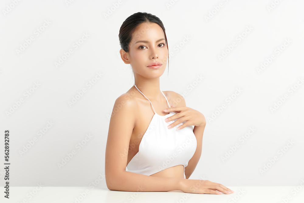 Beautiful young asian woman with clean fresh skin on white background, Face care, Facial treatment, Cosmetology, beauty and spa, Asian women portrait. Beautiful young asian woman with clean fresh skin on white background, Face care, Facial treatment, Cosmetology, beauty and spa, Asian women portrait.