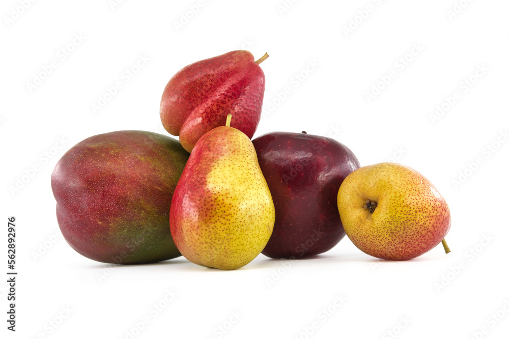 Mango, pears and apple isolated on white background Mango, pears and apple isolated on white background