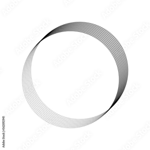 Abstract black oval dotted lines in circle form. Minimal art. Vector rotating ellipse. Concentric circles. Design element for logo, sign, symbol, tattoo, web, prints, posters, template, social media